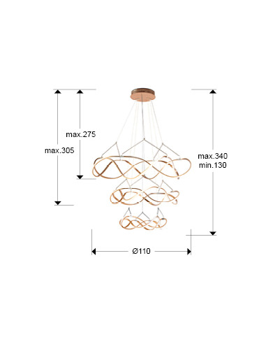 LÁMPARA MOLLY 3 AROS ORO