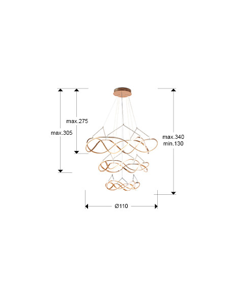 LÁMPARA MOLLY 3 AROS ORO