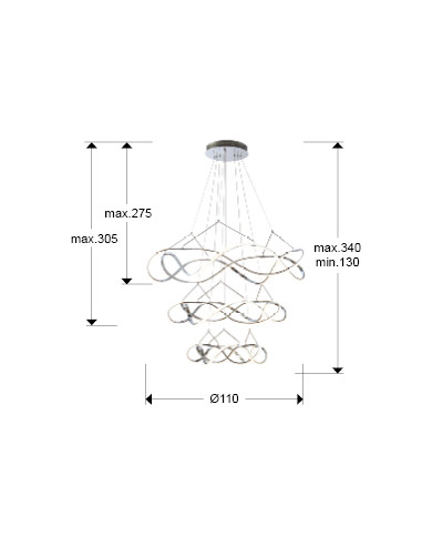 LÁMPARA MOLLY 3 AROS CROMO