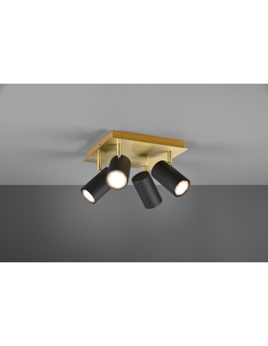 PLAFÓN 4 FOCOS MARLEY NEGRO - ORO