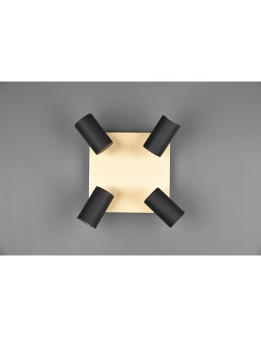 PLAFÓN 4 FOCOS MARLEY NEGRO - ORO