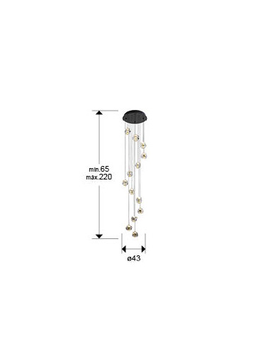 ZARIA LAMP 13L NEGRO/ORO/TRANSP D60