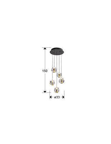 ZARIA LAMP 5L NEGRO/ORO/TRANSP D30