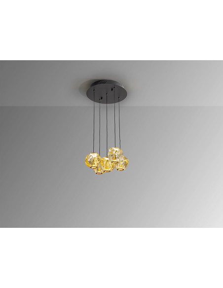 ZARIA LAMP 5L NEGRO/BRONCE/AMBAR D25
