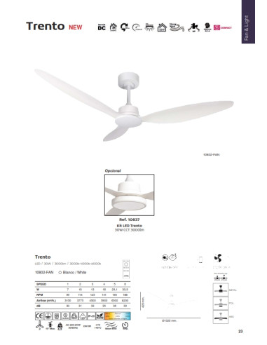VENTILADOR TRENTO BLANCO 1320Ø